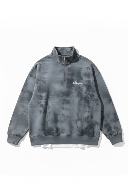 Metal Grey Tie Dye Quarter-zip Boxy Fit Unisex