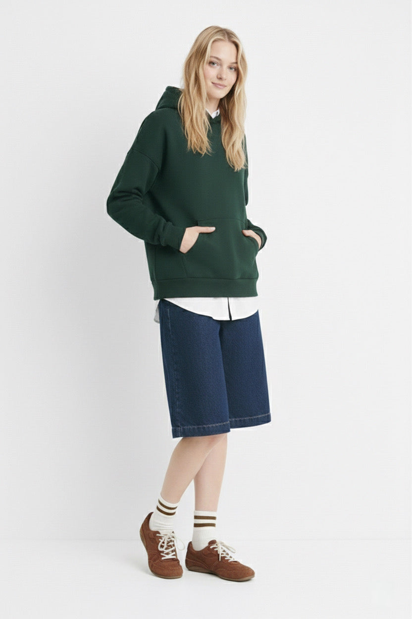 Dark Jade Green Basic Hoodie Unisex