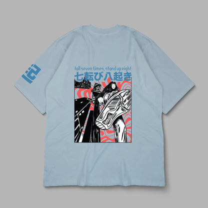 “fall seven times, stand up eight” Printed Oversized Tee - Denjoe