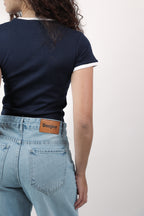 Cool Contrast Baby Tee - Navy