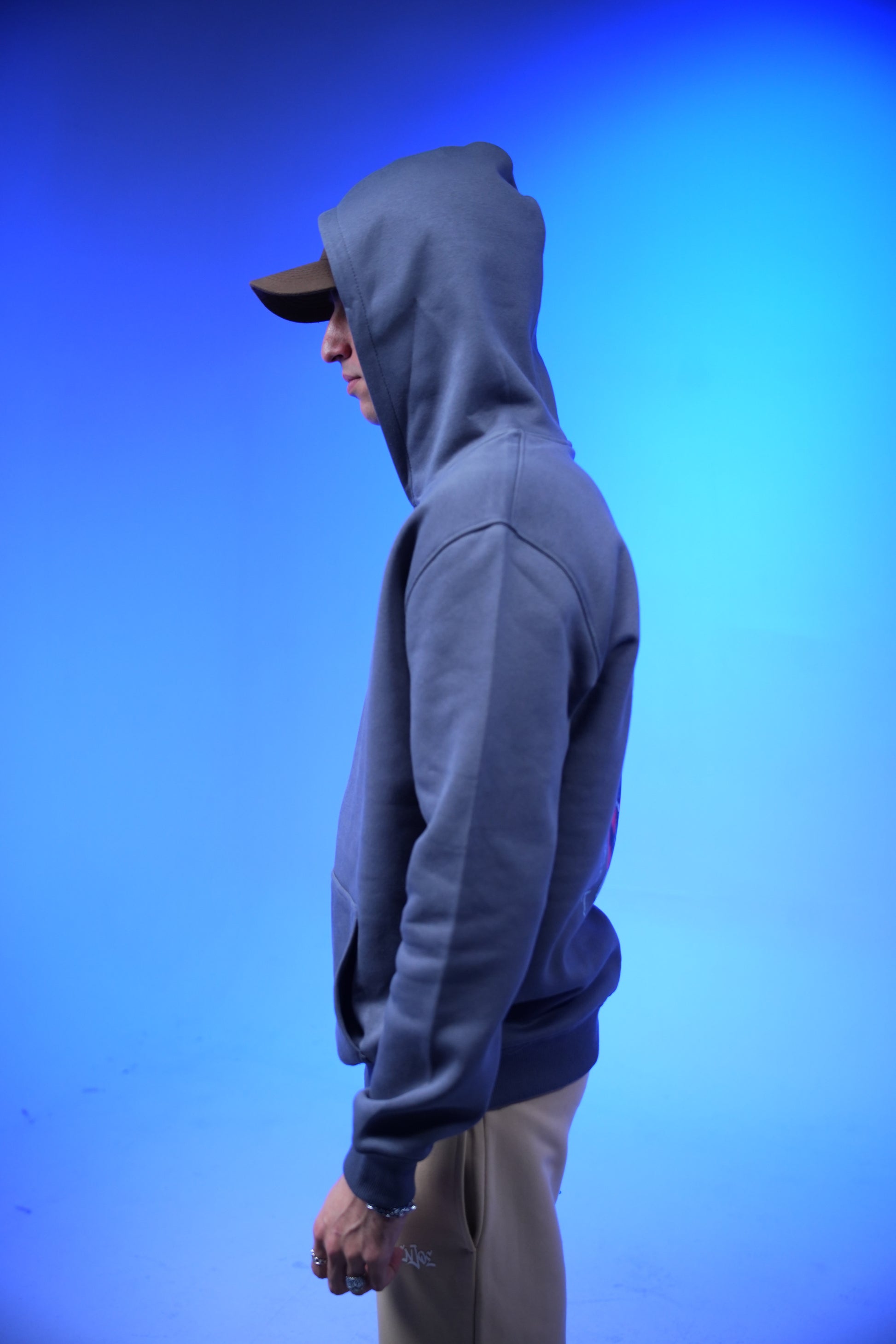 “Skull” Printed Oversized Hoodie Metal Gray - Denjoe
