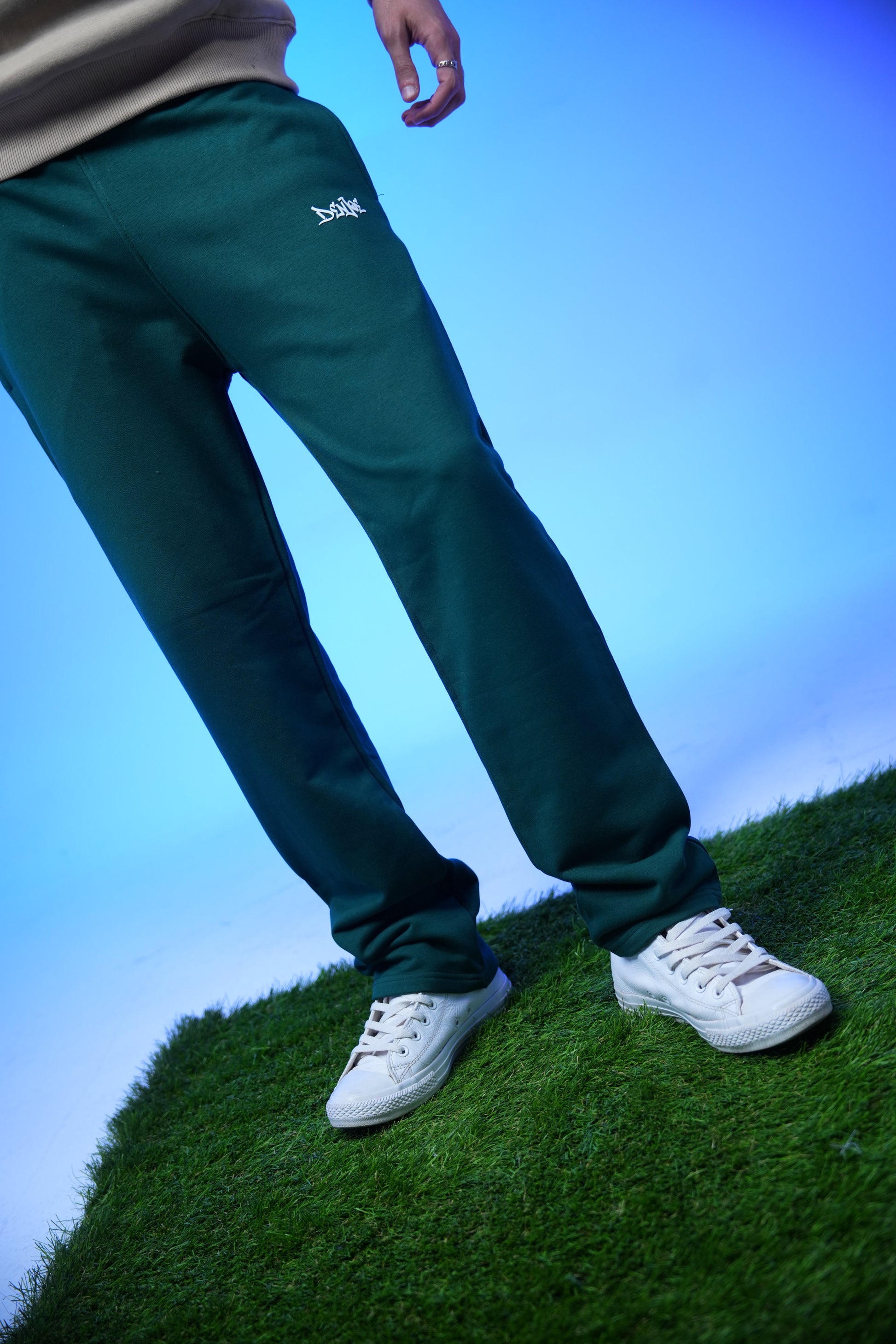 Unisex Plain Sweatpants Dark Green - Denjoe