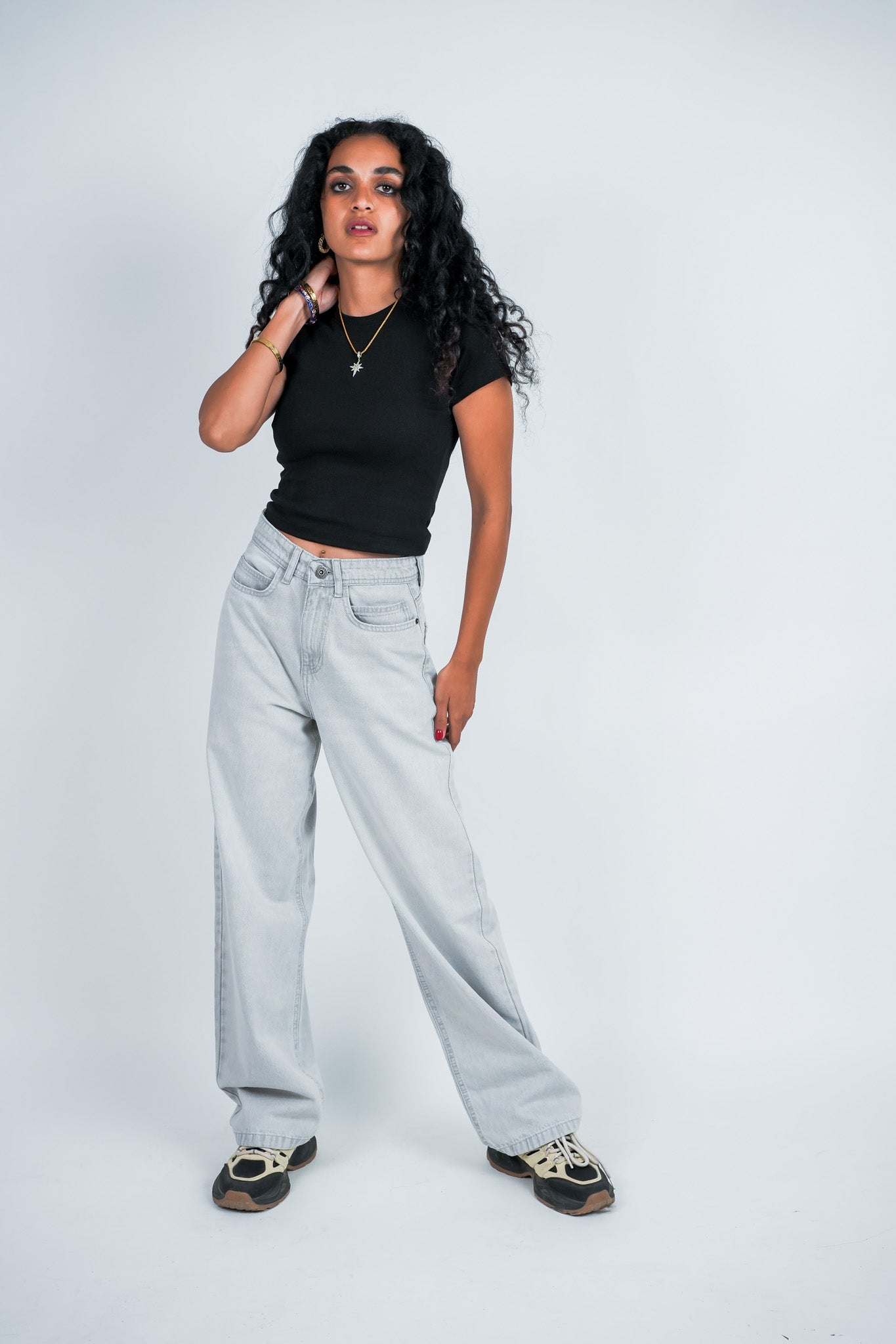 Relaxed Jeans Regular Waist - Light Grey