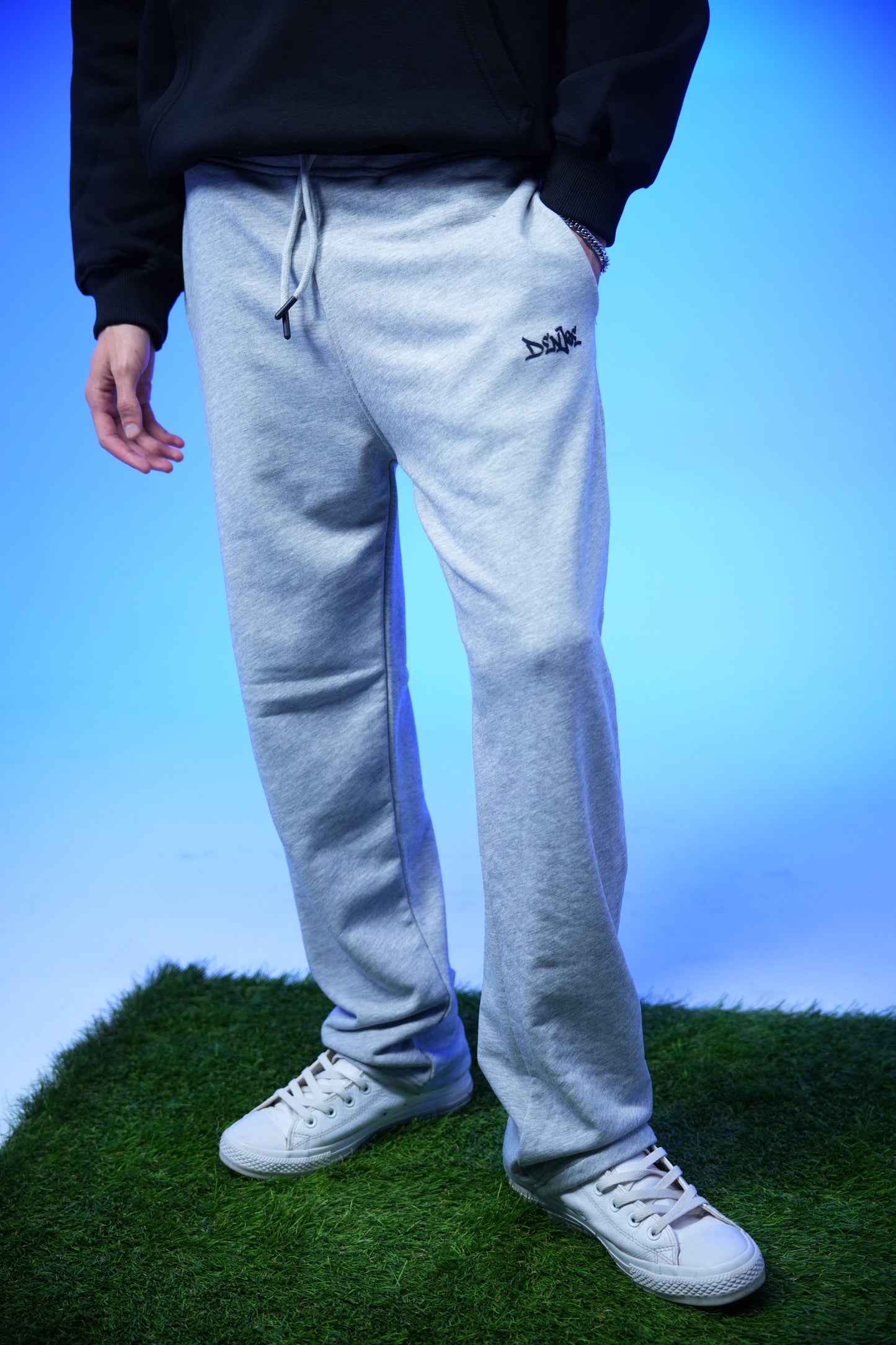 Unisex Plain Sweatpants Light Gray - Denjoe