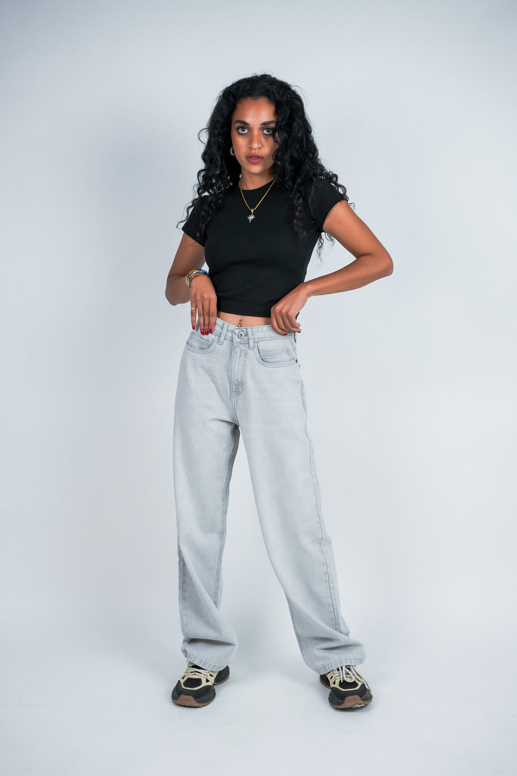 Relaxed Jeans Regular Waist - Light Grey