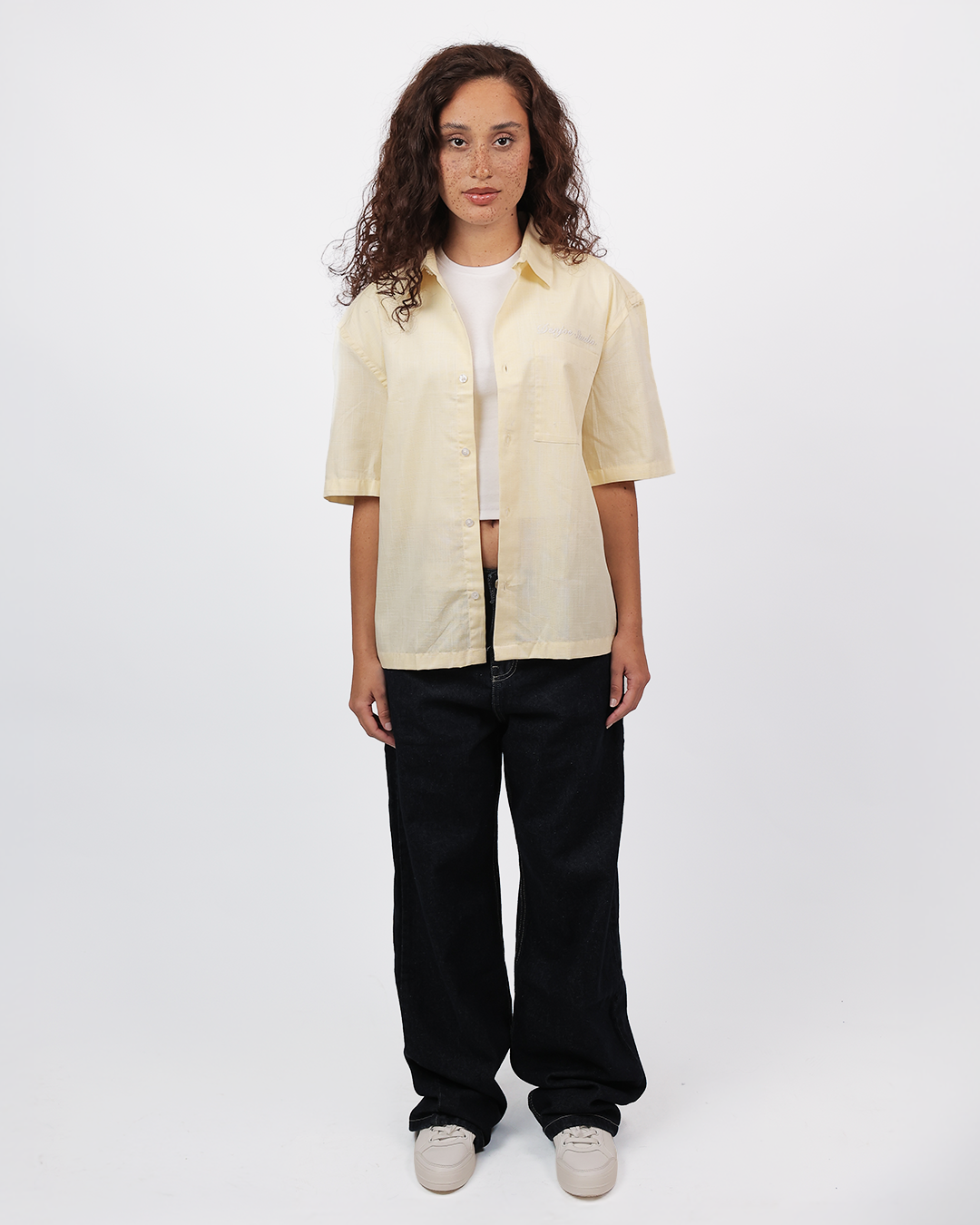 Short Sleeve Linen Shirt Boxy Fit - Butter Yellow