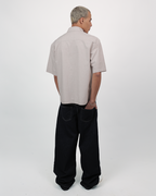 Short Sleeve Linen Shirt Boxy Fit - Sand Beige