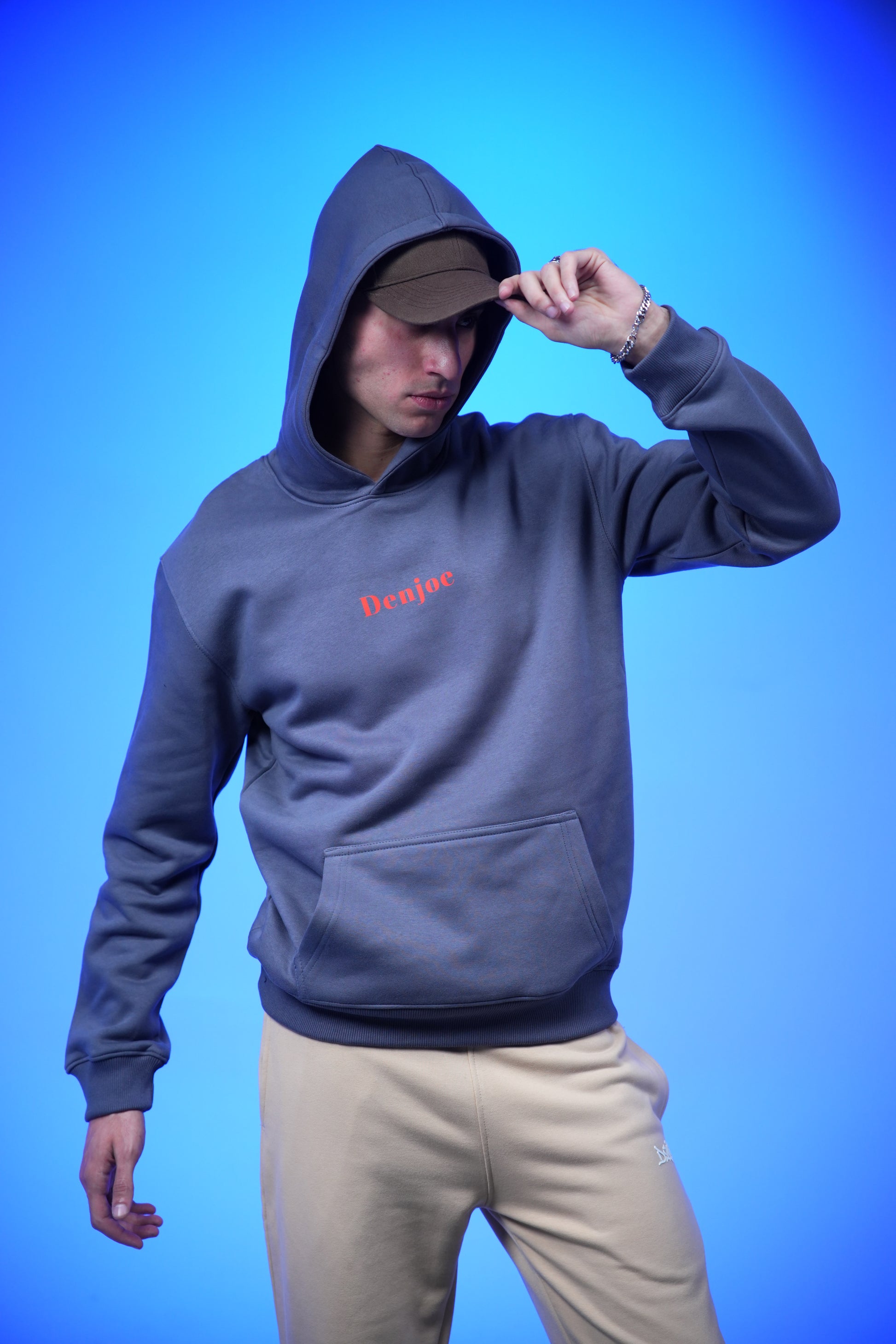 “Skull” Printed Oversized Hoodie Metal Gray - Denjoe