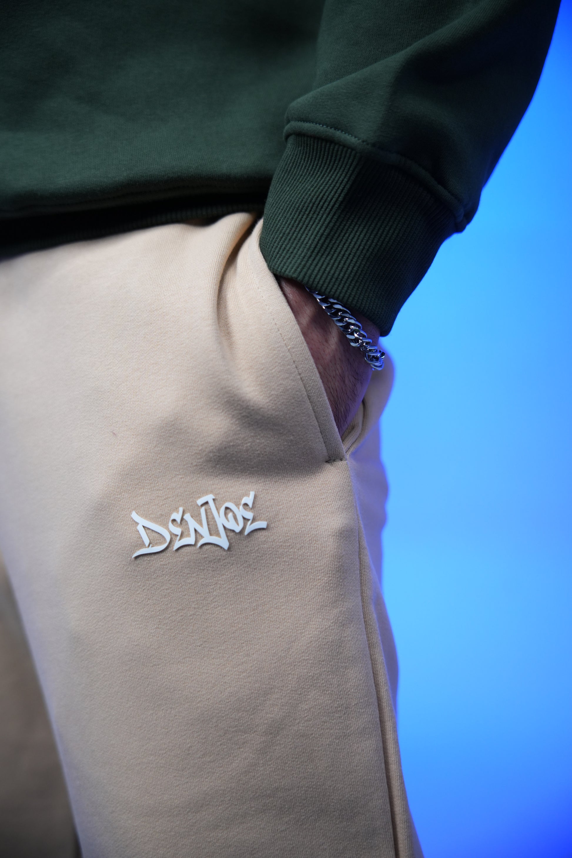 Unisex Plain Sweatpants Beige - Denjoe