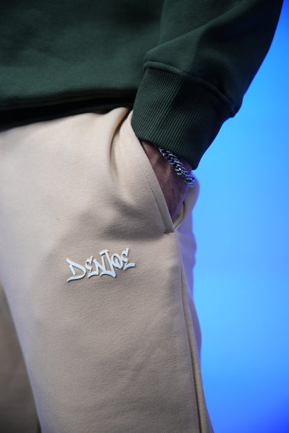 Unisex Plain Sweatpants Beige - Denjoe
