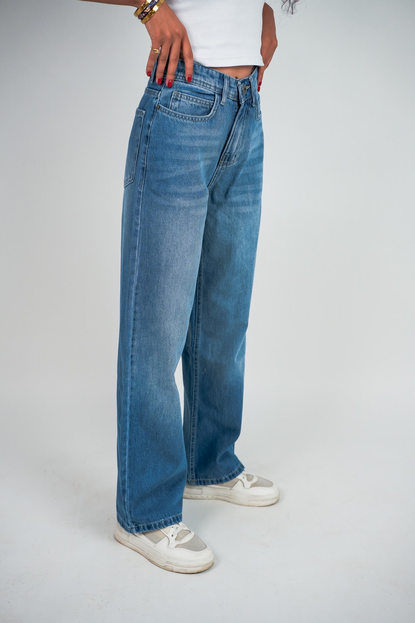 Relaxed Jeans Regular Waist - Mid-Blue