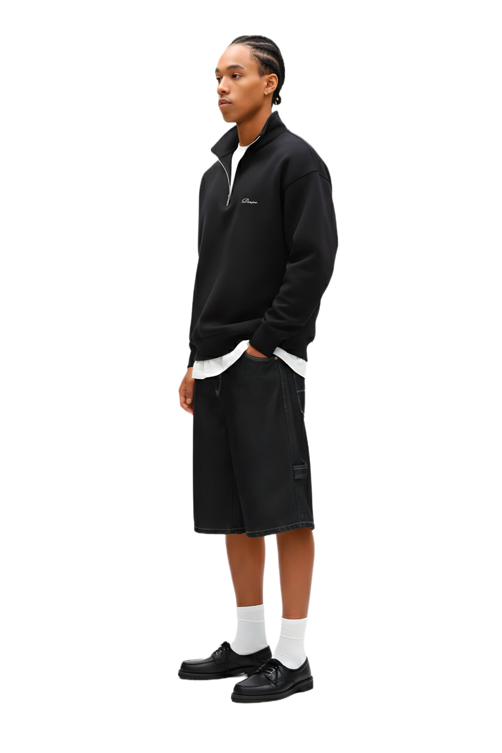 Black Quarter-zip Boxy Fit Unisex