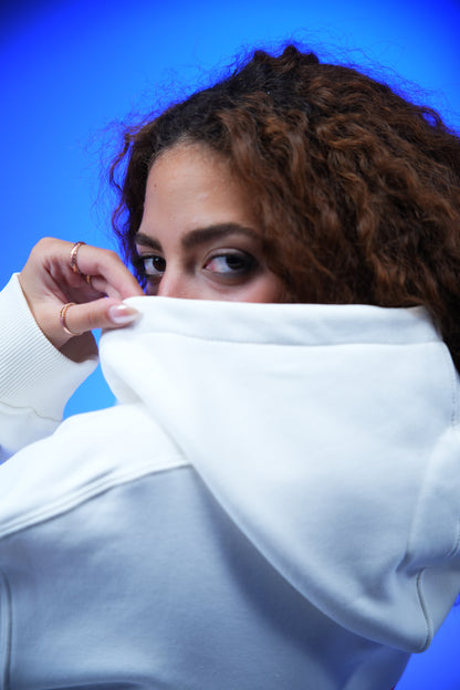 “Eyes Never Lies” Printed Oversized Hoodie White - Denjoe