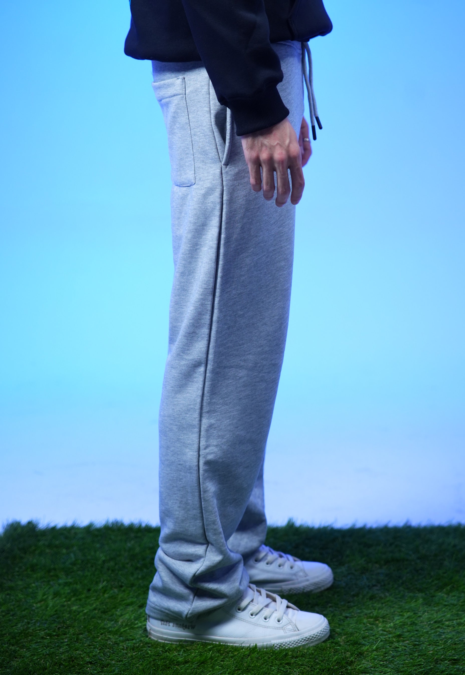 Unisex Plain Sweatpants Light Gray - Denjoe