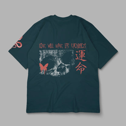 “LOVE WILL HAVE ITS SACRIFICES” Printed Oversized Tee - Denjoe