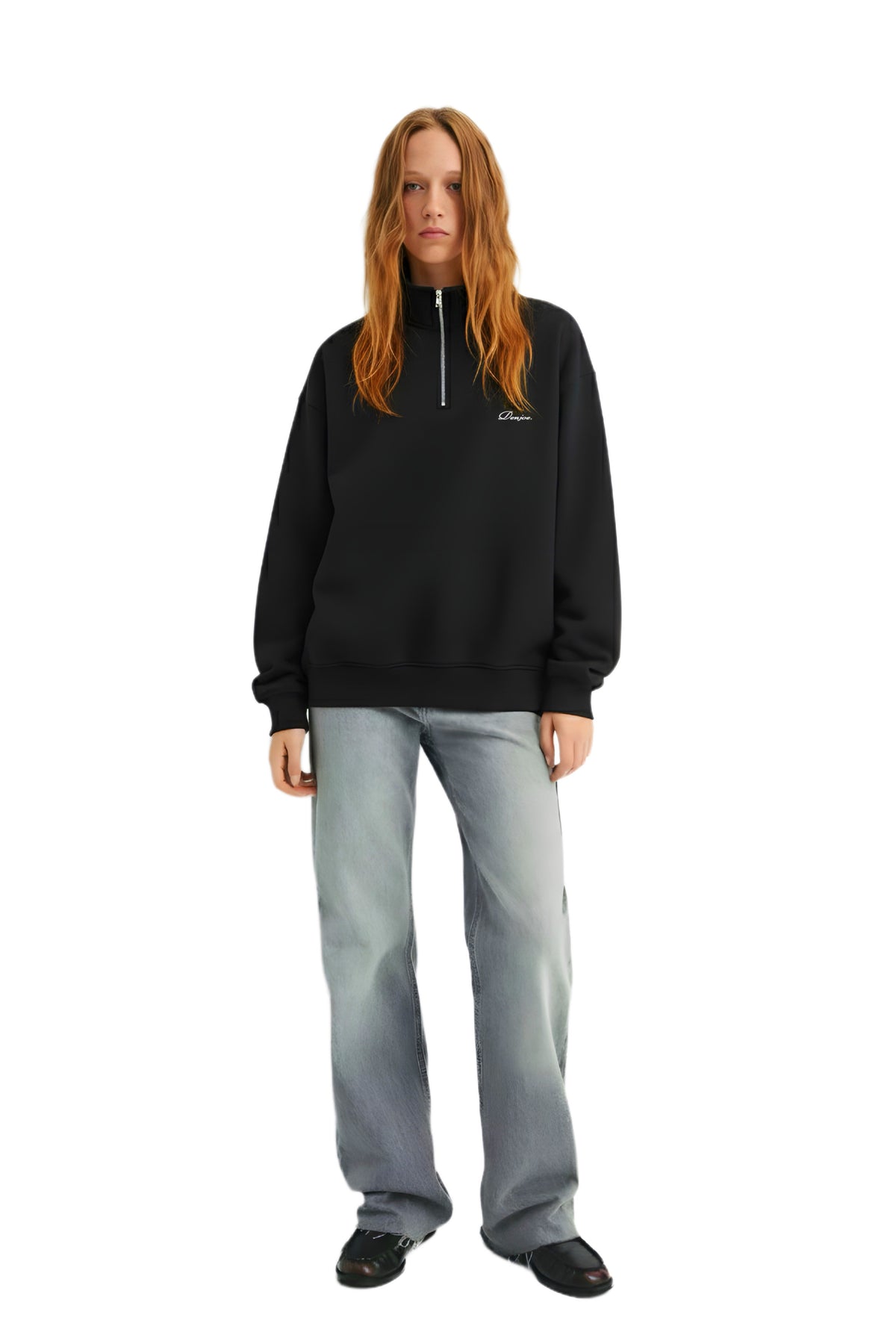 Black Quarter-zip Boxy Fit Unisex