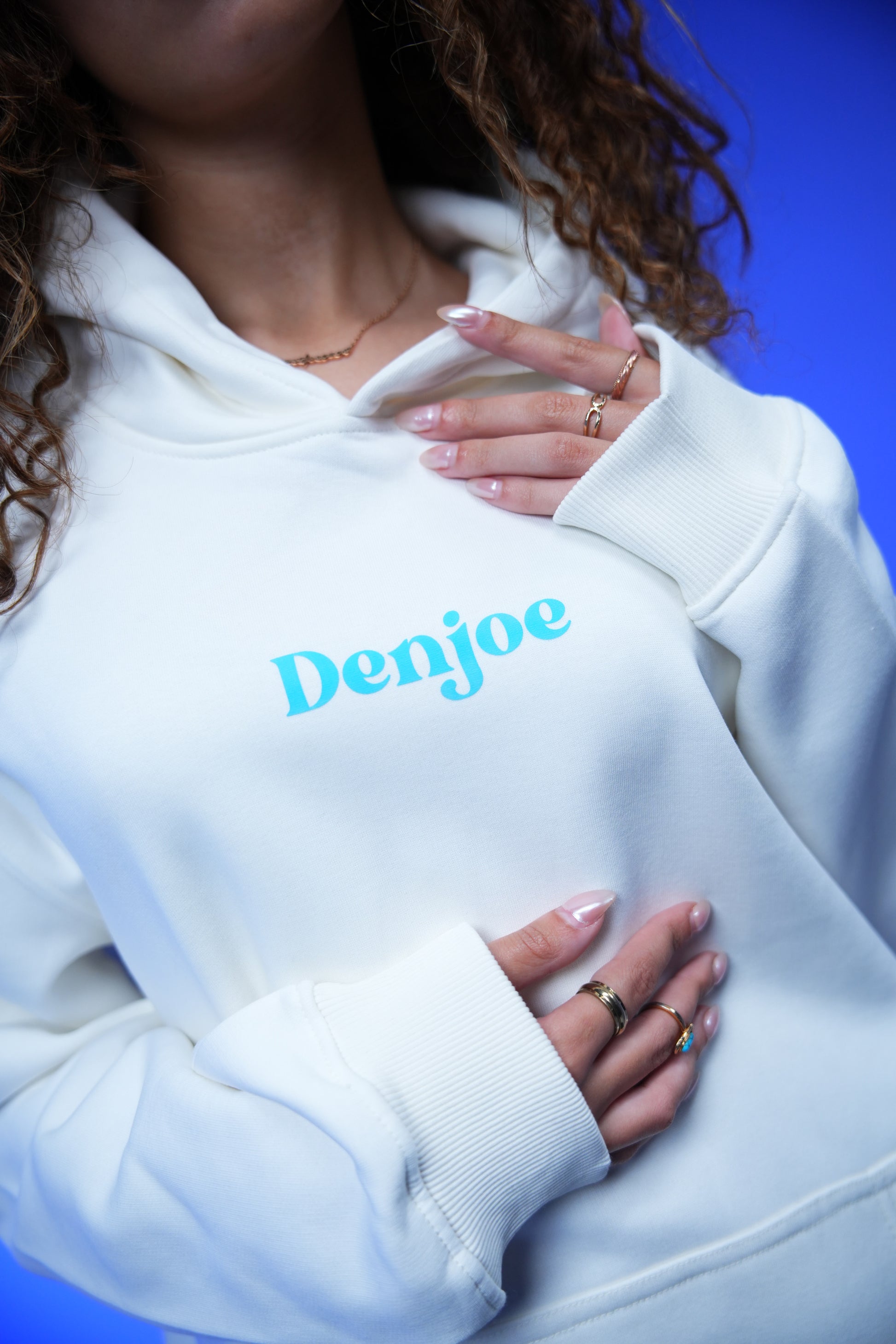 “Eyes Never Lies” Printed Oversized Hoodie White - Denjoe