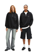 Black Quarter-zip Boxy Fit Unisex