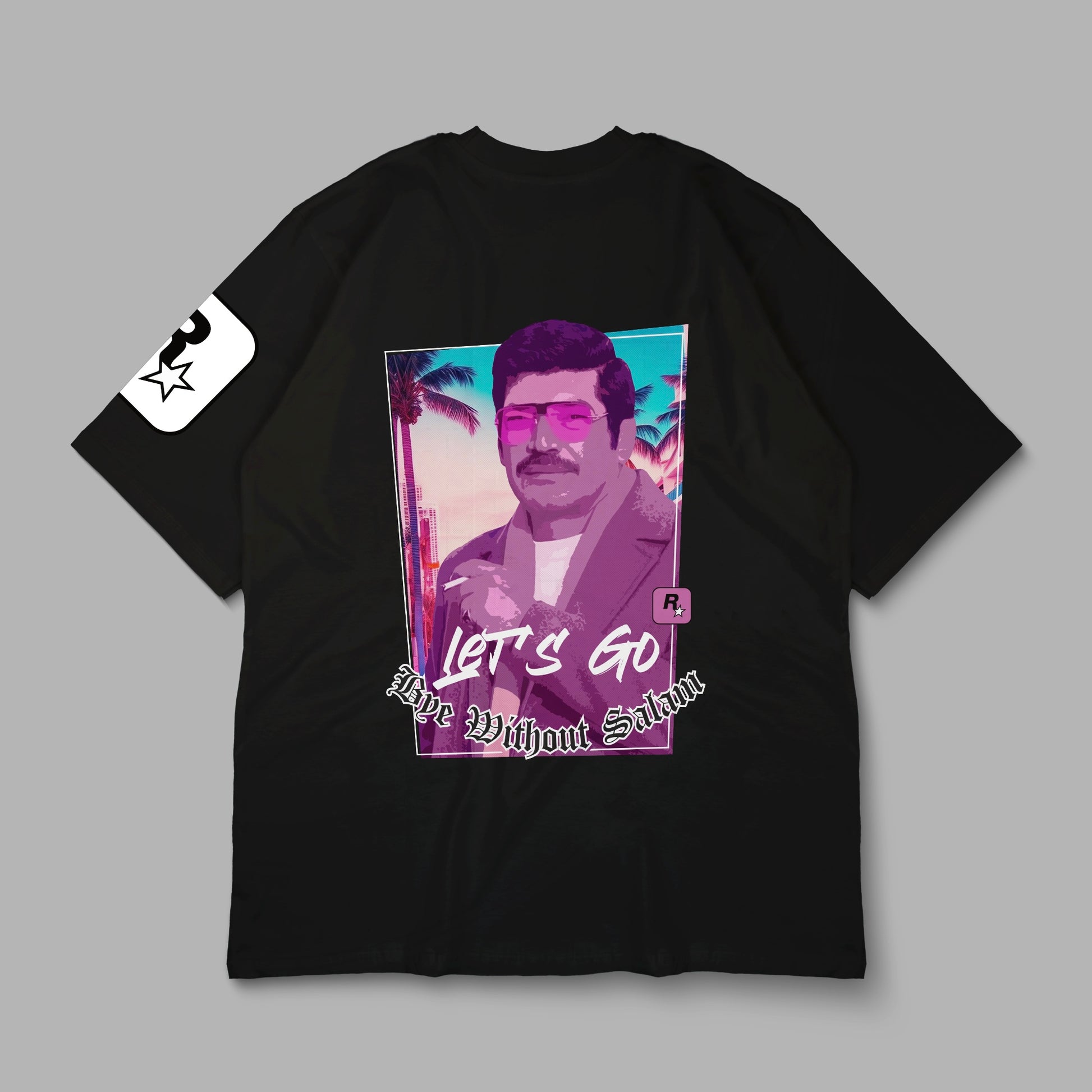 “BYE WITHOUT SALAM” Printed Oversized Tee - Denjoe