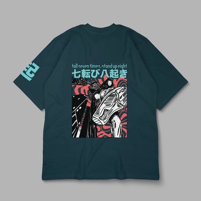 “fall seven times, stand up eight” Printed Oversized Tee - Denjoe