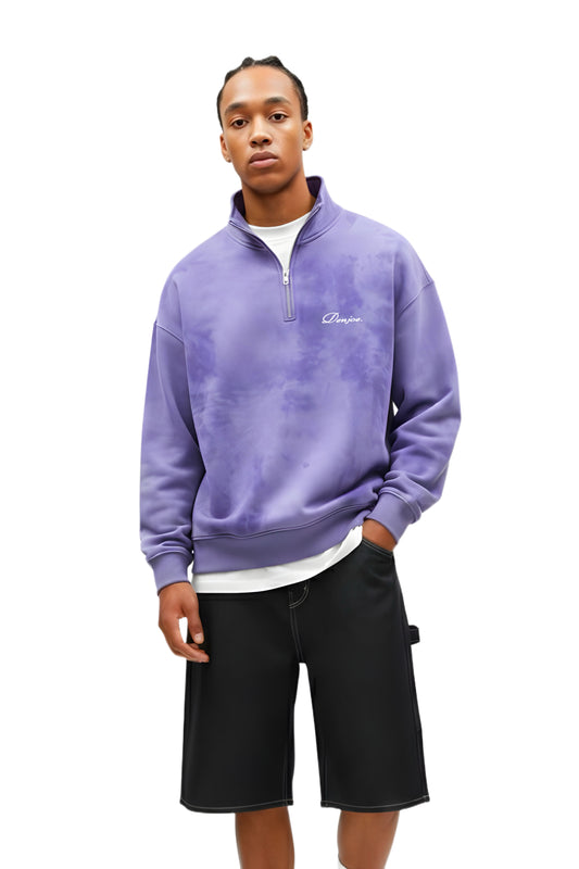 Purple Tie Dye Quarter-zip Boxy Fit Unisex