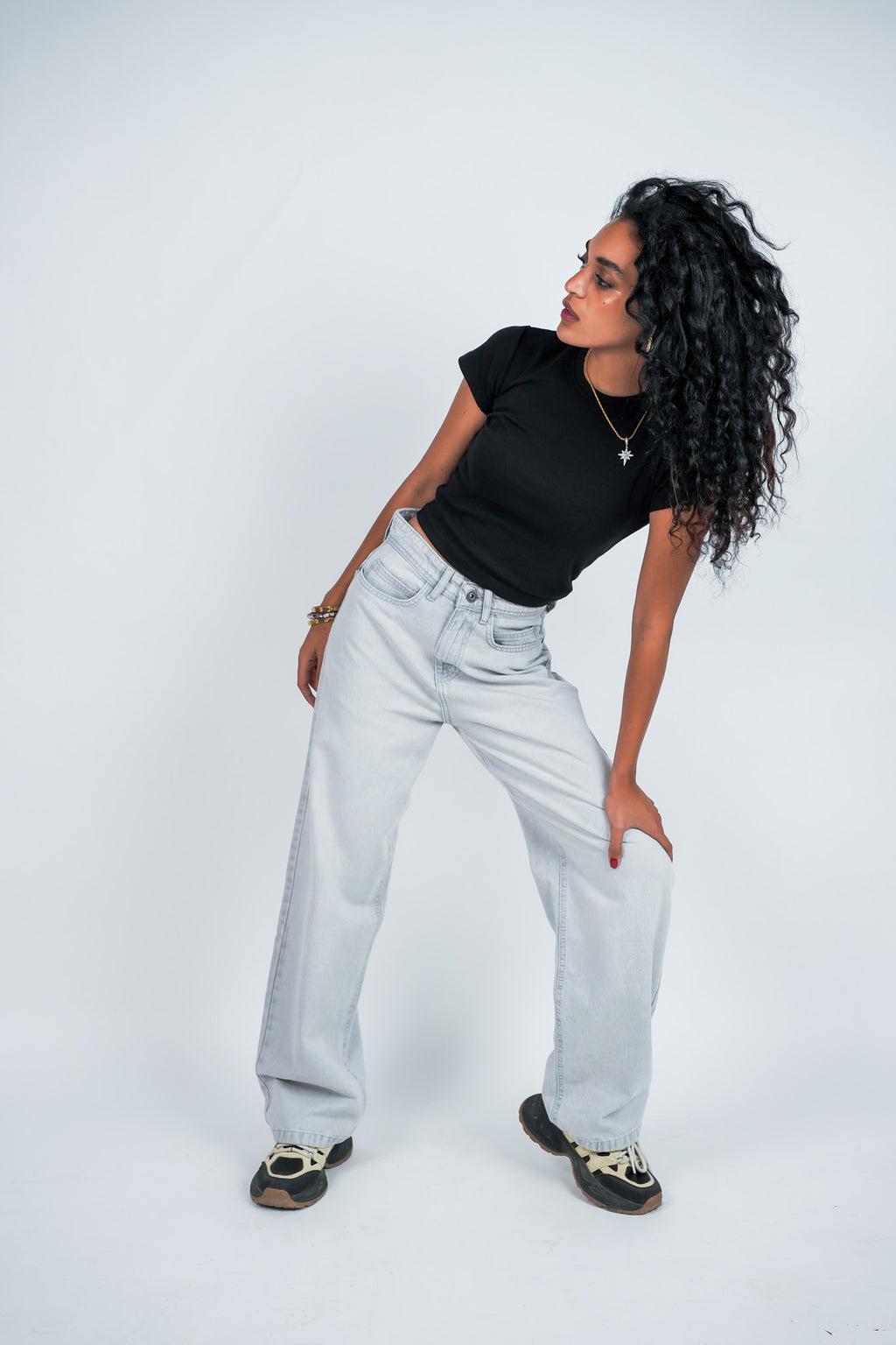 Relaxed Jeans Regular Waist - Light Grey