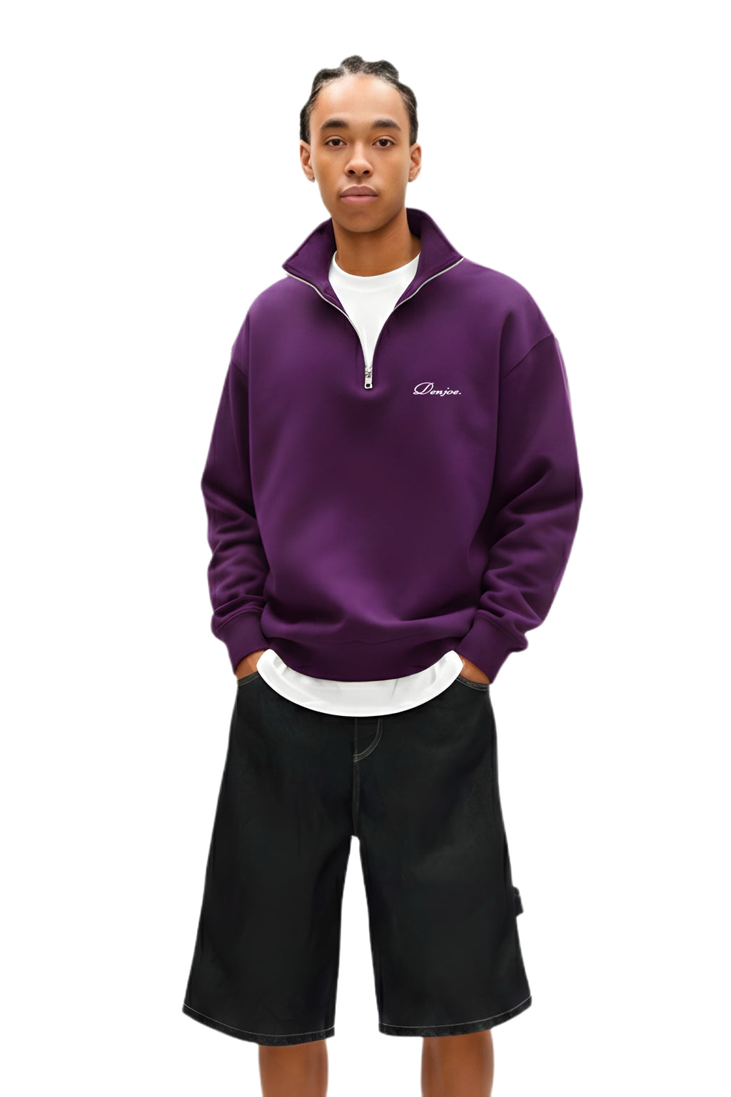 Dark Purple Quarter-zip Boxy Fit Unisex