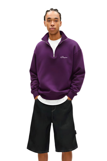 Dark Purple Quarter-zip Boxy Fit Unisex