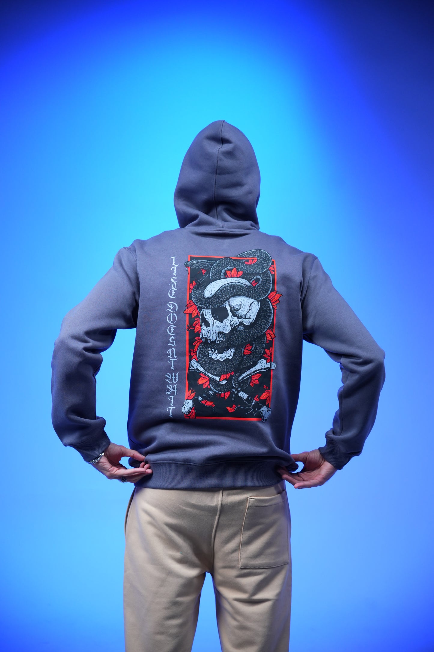 “Skull” Printed Oversized Hoodie Metal Gray - Denjoe