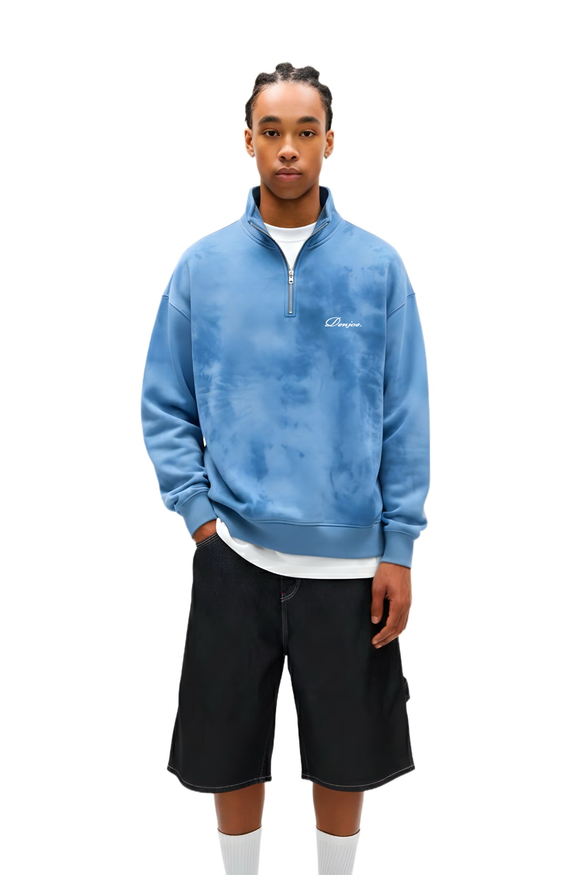 Blue Tie Dye Quarter-zip Boxy Fit Unisex