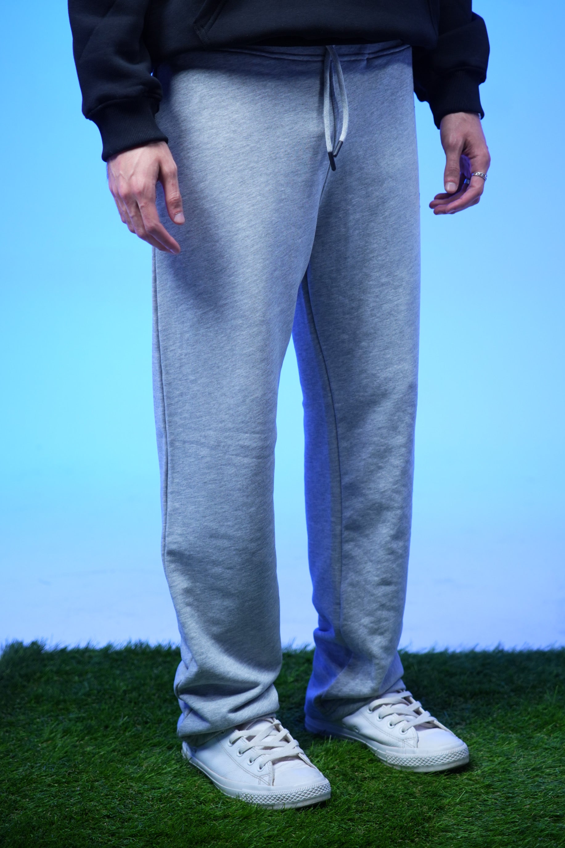 Unisex Plain Sweatpants Light Gray - Denjoe