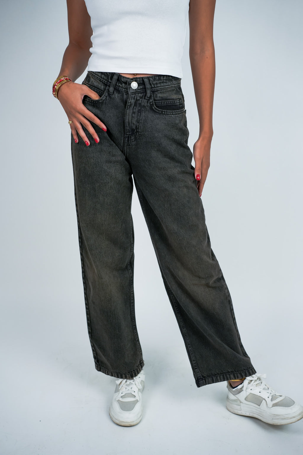 Relaxed Jeans Regular Waist - Washed Brown