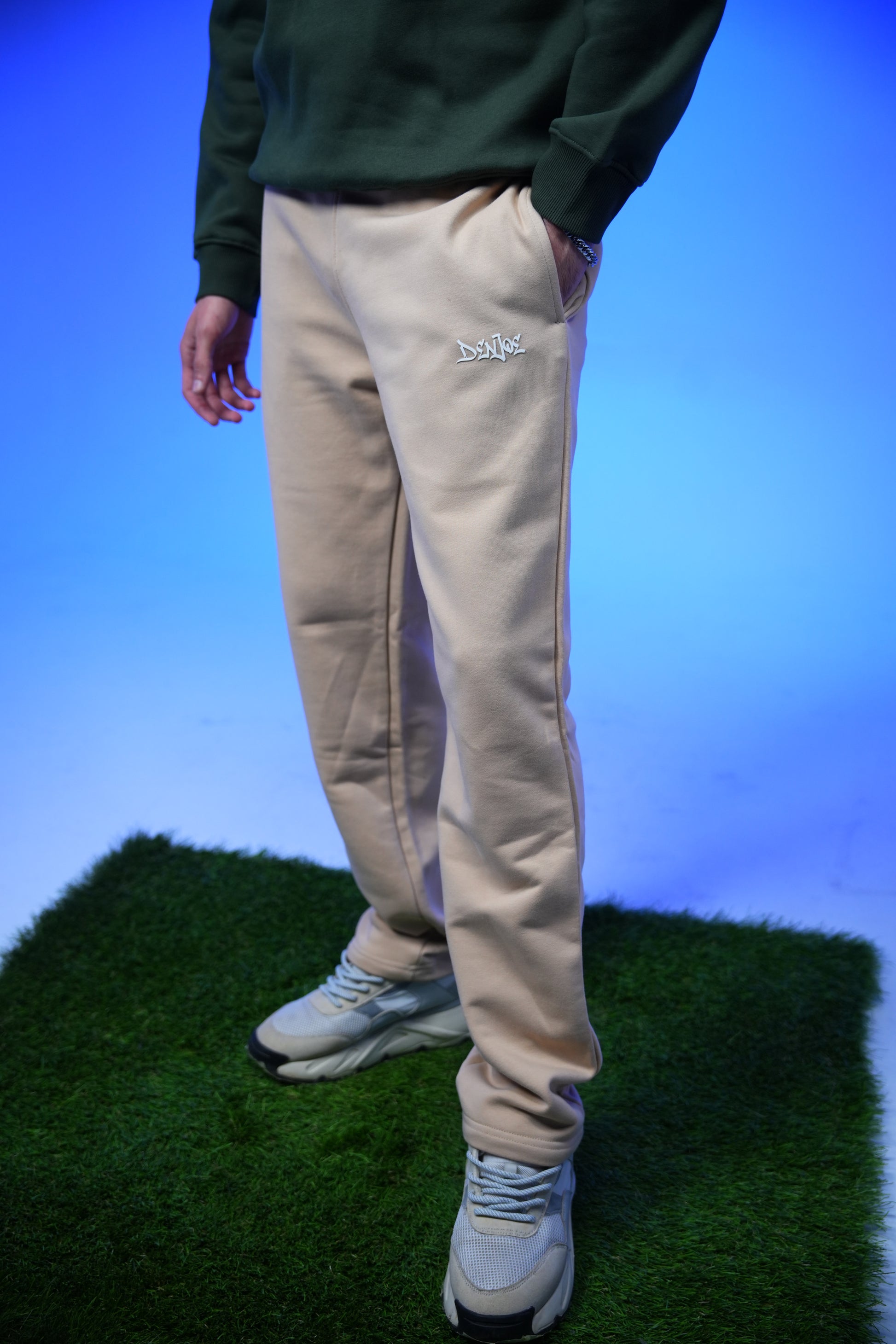 Unisex Plain Sweatpants Beige - Denjoe