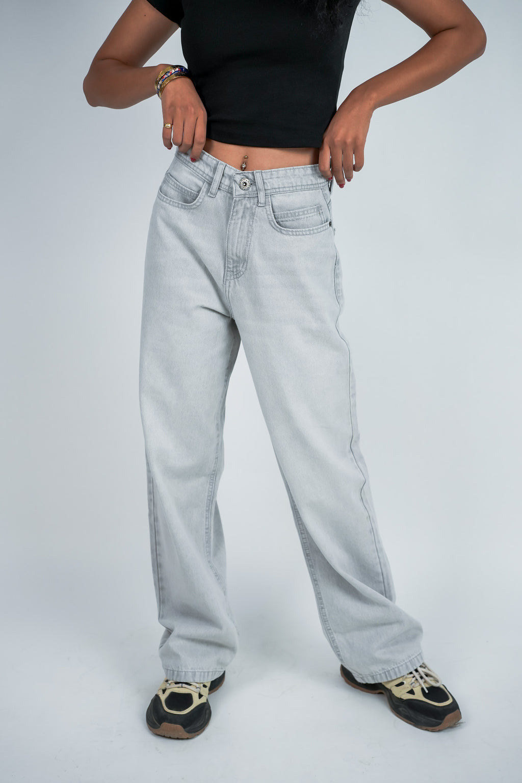 Relaxed Jeans Regular Waist - Light Grey