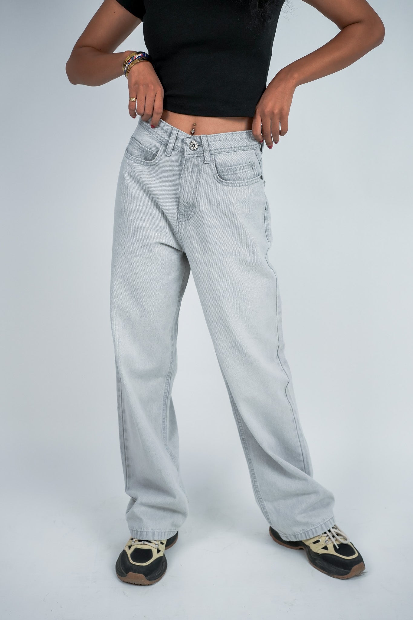 Relaxed Jeans Regular Waist - Light Grey