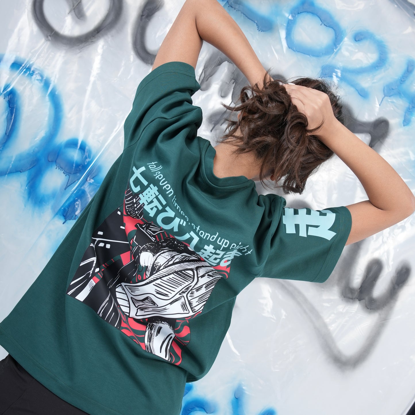 “fall seven times, stand up eight” Printed Oversized Tee - Denjoe