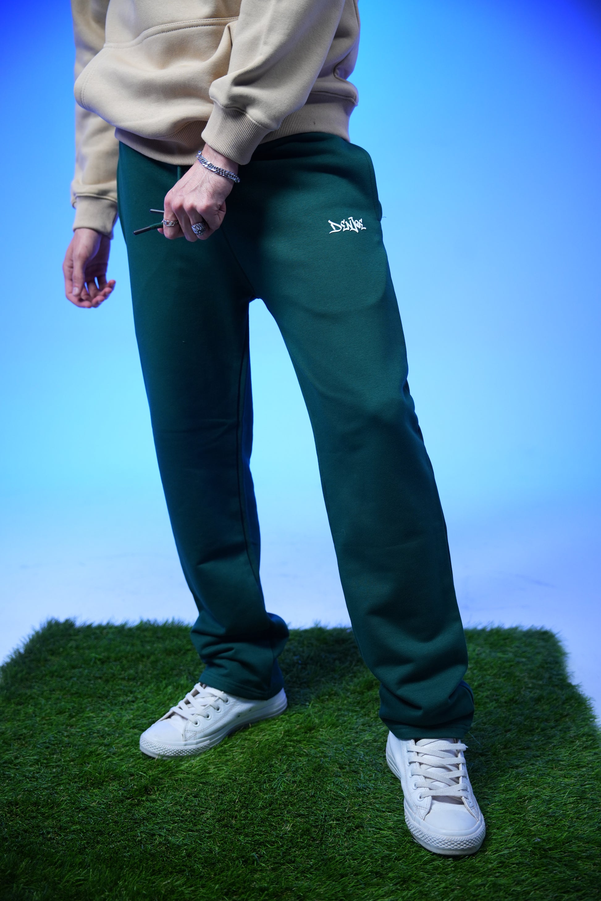 Unisex Plain Sweatpants Dark Green - Denjoe