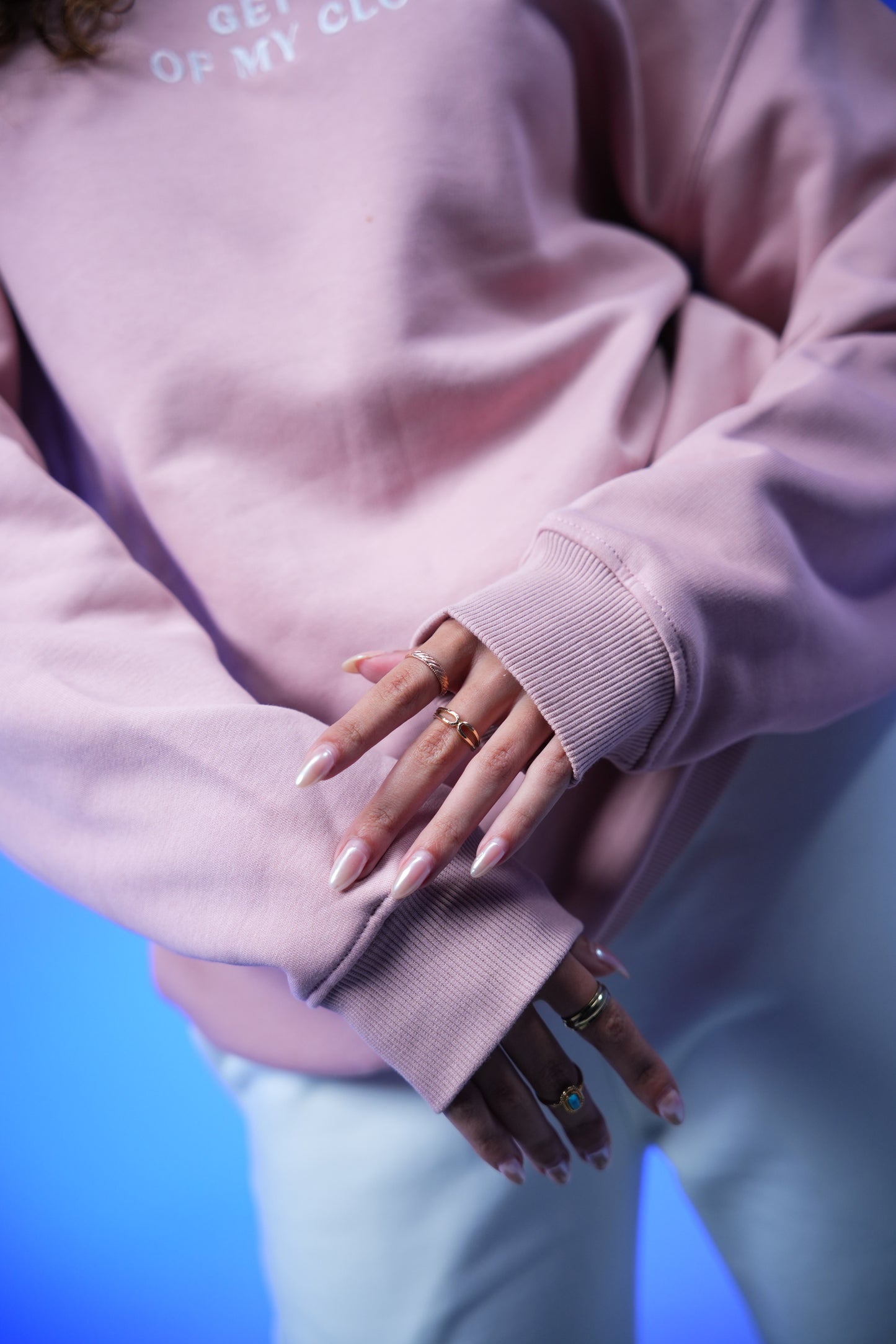 “Get Off my Cloud” Embroidery Oversized Crewneck Sweatshirt - Denjoe
