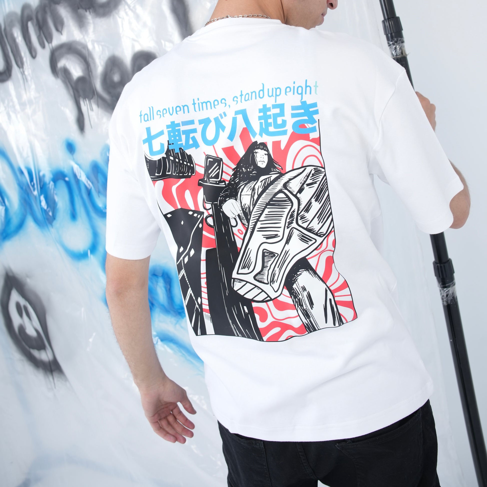 “fall seven times, stand up eight” Printed Oversized Tee - Denjoe