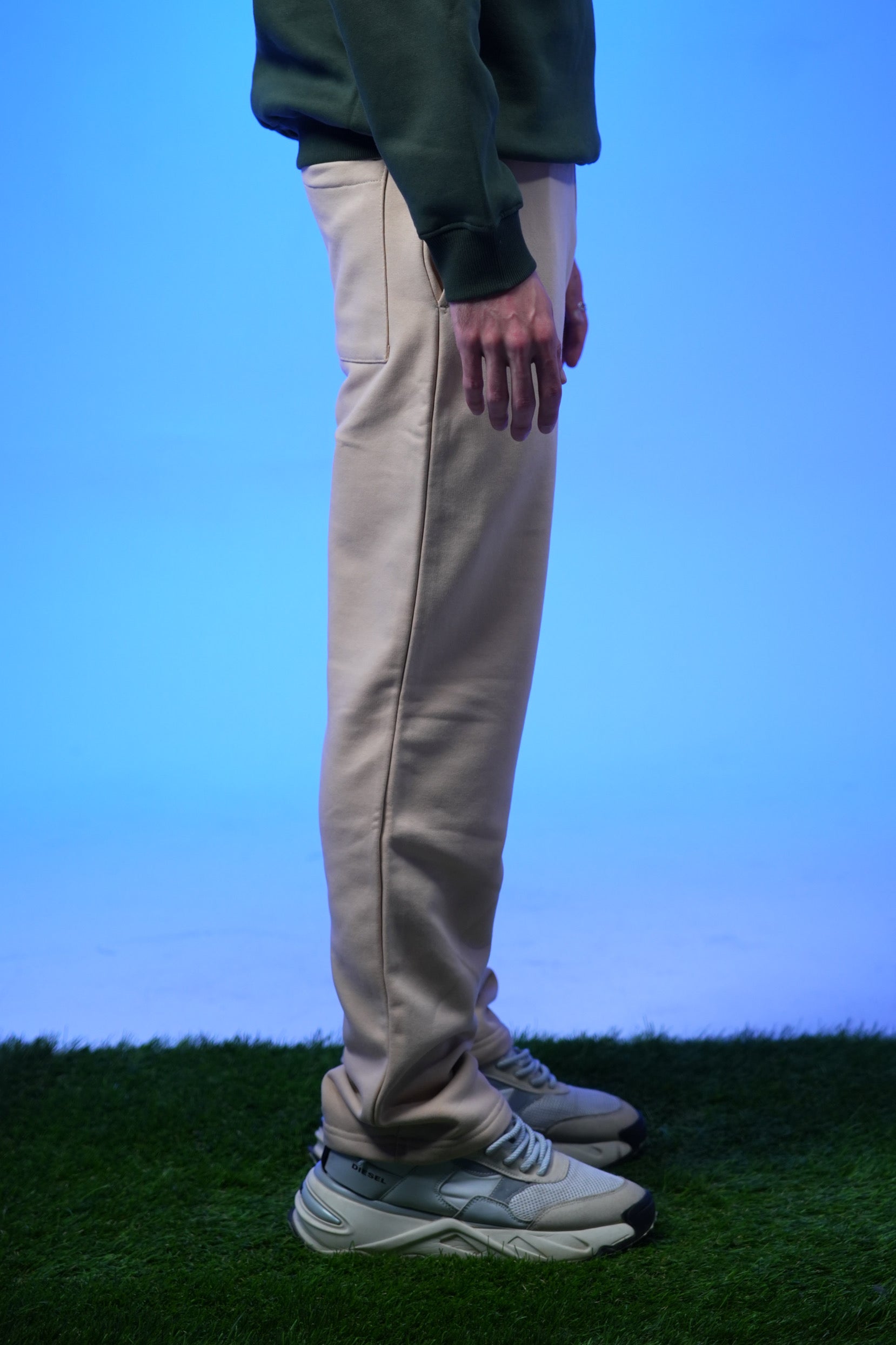 Unisex Plain Sweatpants Beige - Denjoe