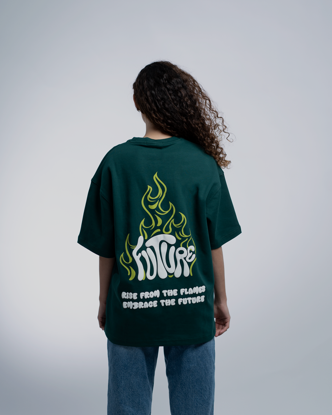 Future Flames OVERSIZED TEE - Dark Green