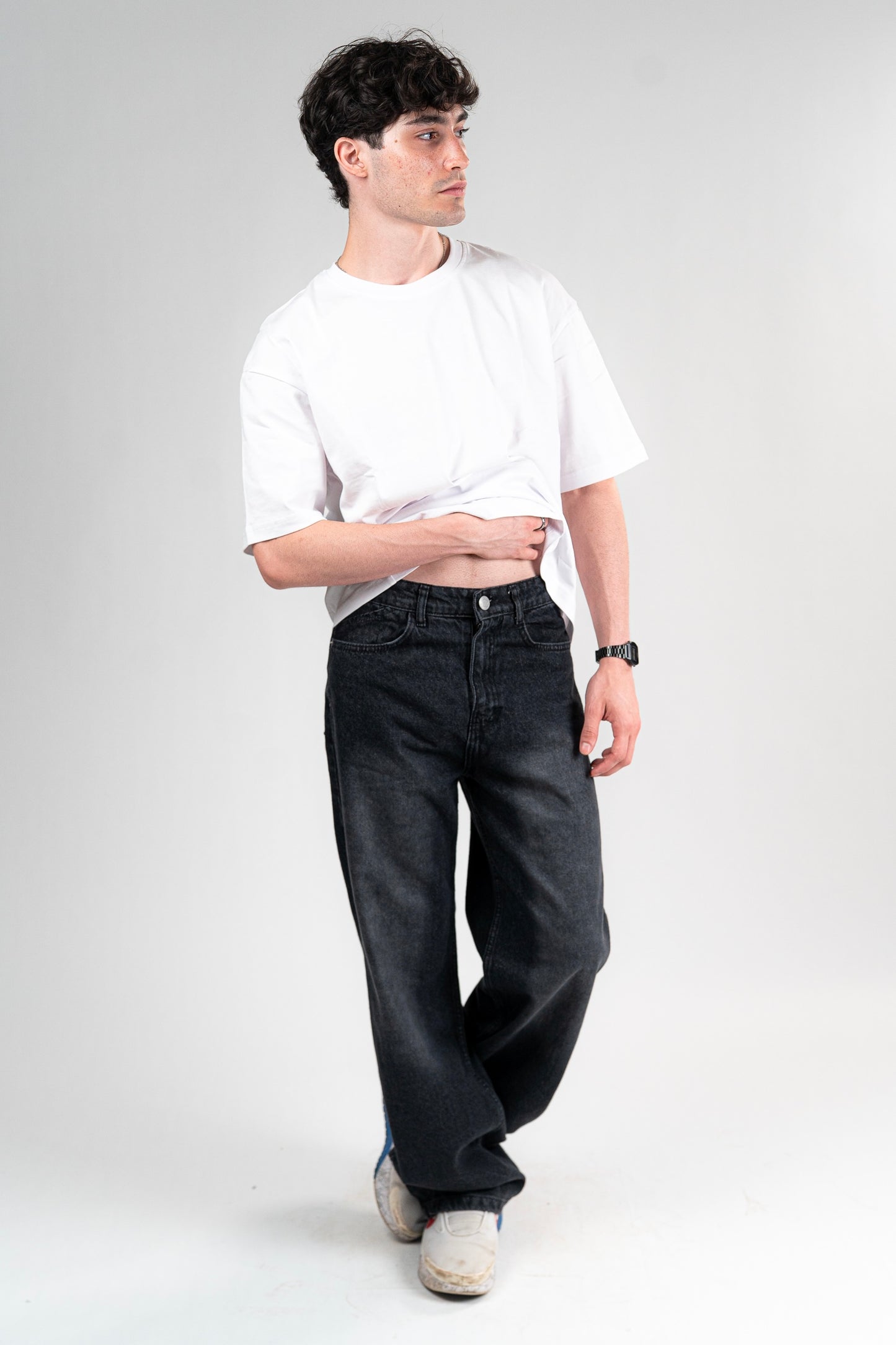 FADDED BLACK BAGGY JEANS UNISEX