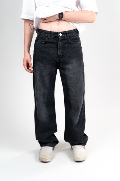 FADDED BLACK BAGGY JEANS UNISEX