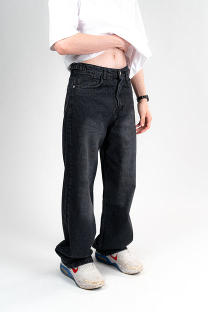 FADDED BLACK BAGGY JEANS UNISEX