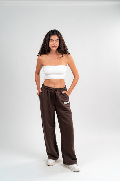 Brown Sweatpants Unisex Loose Fit