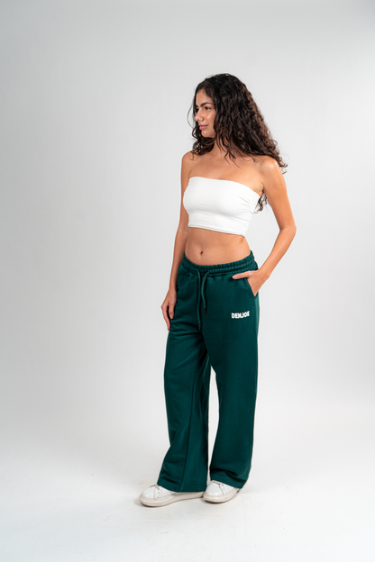Dark Green Sweatpants Unisex Loose Fit