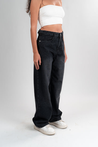 FADDED BLACK BAGGY JEANS UNISEX