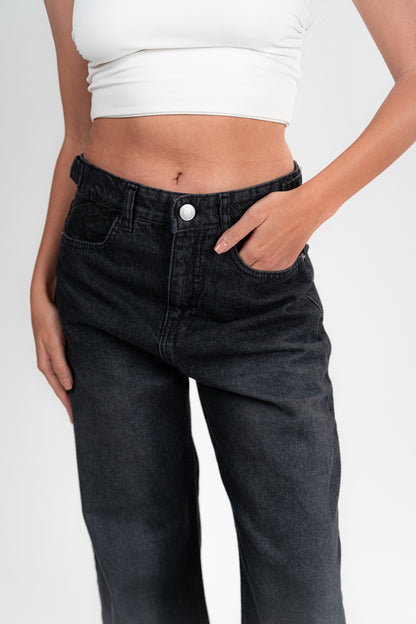 FADDED BLACK BAGGY JEANS UNISEX