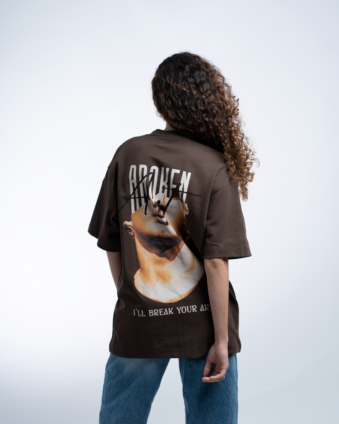 Broken Art OVERSIZED TEE - Brown