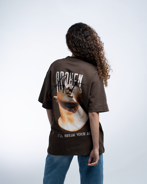 Broken Art OVERSIZED TEE - Brown